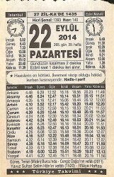 22 Eylül 2014 Takvim Yaprağı - Doğum Günü Hediyesi EFMN14312 - Gökçekoleksiyon