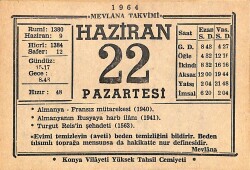 22 Haziran 1964 Takvim Yaprağı - Doğum Günü Hediyesi EFMN15558 - Gökçekoleksiyon