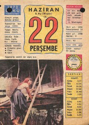22 Haziran 1972 Takvim Yaprağı - Doğum Günü Hediyesi EFM(N)12299 - Gökçekoleksiyon