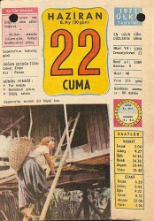 22 Haziran 1973 Takvim Yaprağı - Doğum Günü Hediyesi EFM(N)12367 - Gökçekoleksiyon