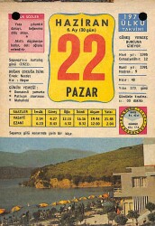 22 Haziran 1975 Takvim Yaprağı - Doğum Günü Hediyesi EFM(N)9256 - Gökçekoleksiyon