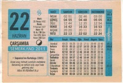 22 Haziran 2011 Takvim Yaprağı EFM(N)1218 - 4