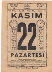 22 Kasım 1965 Takvim Yaprağı EFM(N)3699 - 3