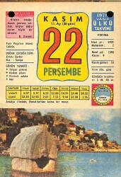 22 Kasım 1979 Takvim Yaprağı - Doğum Günü Hediyesi EFM(N)11682 - Gökçekoleksiyon