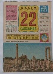 22 Kasım 1989 Takvim Yaprağı - Doğum Günü Hediyesi EFM(N)6814 - Gökçekoleksiyon