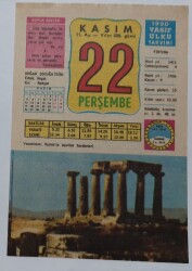 22 Kasım 1990 Takvim Yaprağı - Doğum Günü Hediyesi EFM(N)6776 - Gökçekoleksiyon