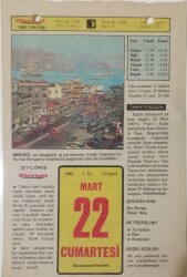 22 Mart 1980 Takvim Yaprağı - Doğum Günü Hediyesi EFM(N)7660 - Gökçekoleksiyon