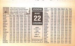 22 Mart 2006 Takvim Yaprağı - Doğum Günü Hediyesi EFMN13238 - Gökçekoleksiyon