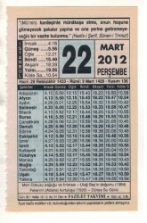 22 Mart 2012 Takvim Yaprağı EFM(N)1892 - 1