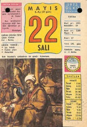 22 Mayıs 1973 Takvim Yaprağı - Doğum Günü Hediyesi EFM(N)9347 - Gökçekoleksiyon