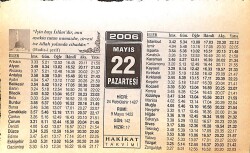 22 Mayıs 2006 Takvim Yaprağı - Doğum Günü Hediyesi EFMN13299 - Gökçekoleksiyon