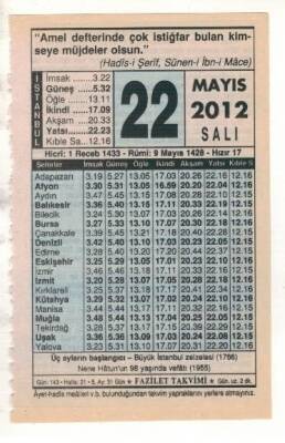 22 Mayıs 2012 Takvim Yaprağı EFM(N)1953 - 1