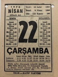 22 Nisan 1970 Takvim Yaprağı - Doğum Günü Hediyesi EFM(N)8277 - 2