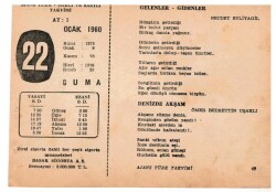 22 Ocak 1960 Ajans Türk Takvim Yaprağı(Şiirli Saatli) EFM(N)1100 - 3