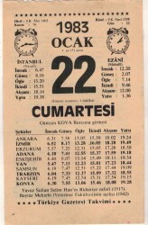 22 Ocak 1983 Takvim Yaprağı EFM(N)4575 - Gökçekoleksiyon