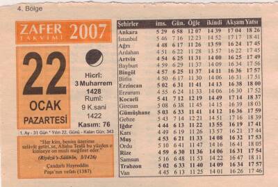 22 Ocak 2007 Takvim Yaprağı EFM(N)5109 - 1