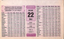 22 Ocak 2008 Takvim Yaprağı - Doğum Günü Hediyesi EFM(N)7488 - Gökçekoleksiyon
