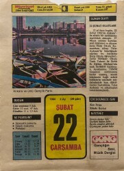 22 Şubat 1984 Takvim Yaprağı - Doğum Günü Hediyesi EFM(N)7796 - Gökçekoleksiyon