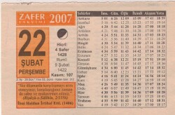 22 Şubat 2007 Takvim Yaprağı EFM(N)5541 - Gökçekoleksiyon