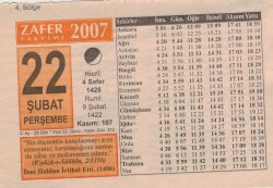22 Şubat 2007 Takvim Yaprağı EFM(N)5655 - 2