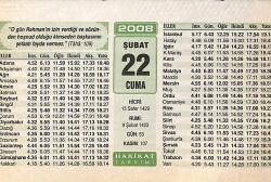 22 Şubat 2008 Takvim Yaprağı - Doğum Günü Hediyesi EFM(N)7516 - Gökçekoleksiyon