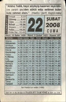22 Şubat 2008 Takvim Yaprağı - Doğum Günü Hediyesi EFM(N)7546 - 1