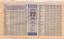 22 Şubat 2008 Takvim Yaprağı EFM(N)5569 - Gökçekoleksiyon