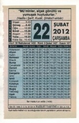 22 Şubat 2012 Takvim Yaprağı EFM(N)1863 - 3