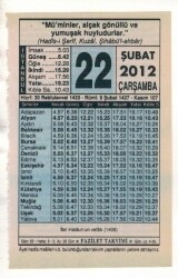 22 Şubat 2012 Takvim Yaprağı EFM(N)1863 - 2