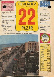 22 Temmuz 1973 Takvim Yaprağı - Doğum Günü Hediyesi EFM(N)11911 - Gökçekoleksiyon