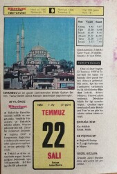 22 Temmuz 1980 Takvim Yaprağı - Doğum Günü Hediyesi EFM(N)9408 - Gökçekoleksiyon