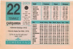 22 Temmuz 2009 Takvim Yaprağı EFM(N)2102 - 1