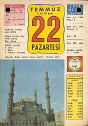 22Temmuz 1974 Takvim Yaprağı - Doğum Günü Hediyesi EFM(N)9455 - Gökçekoleksiyon