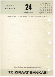 23 - 24 Aralık 1973 Ziraat Bankası Masa Takvimi Takvim Yaprağı EFM1295 - 4