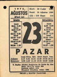 23 Ağustos 1970 Takvim Yaprağı - Doğum Günü Hediyesi EFM(N)9690 - 2