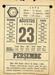 23 Ağustos 1973 Takvim Yaprağı - Doğum Günü Hediyesi EFM(N)10123 - 4