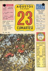 23 Ağustos 1975 Takvim Yaprağı - Doğum Günü Hediyesi EFM(N)9318 - Gökçekoleksiyon