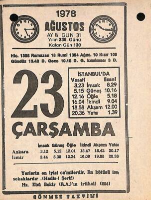 23 Ağustos 1978 Takvim Yaprağı - Doğum Günü Hediyesi EFM(N)9741 - 1