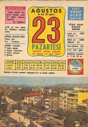 23 Ağustos 1982 Takvim Yaprağı - Doğum Günü Hediyesi EFM(N)9232 - Gökçekoleksiyon