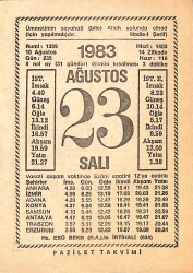 23 Ağustos 1983 Takvim Yaprağı - Doğum Günü Hediyesi EFMN15398 - Gökçekoleksiyon