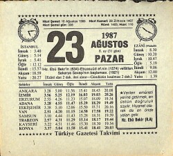 23 Ağustos 1987 Takvim Yaprağı - Doğum Günü Hediyesi EFMN13866 - Gökçekoleksiyon