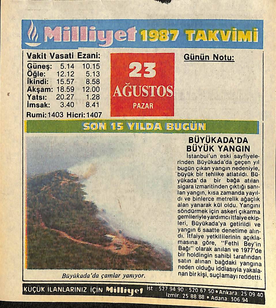 23 Ağustos 1987 Takvim Yaprağı - Doğum Günü Hediyesi EFMN14095 - 1