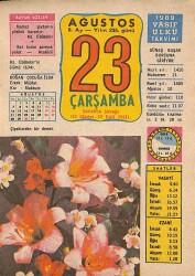 23 Ağustos 1989 Takvim Yaprağı - Doğum Günü Hediyesi EFM(N)10092 - 1