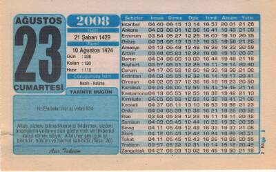 23 Ağustos 2008 Takvim Yaprağı EFM(N)2483 - 2
