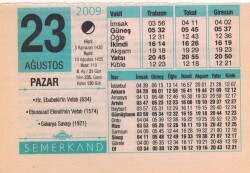 23 Ağustos 2009 Takvim Yaprağı EFM(N)2485 - 1