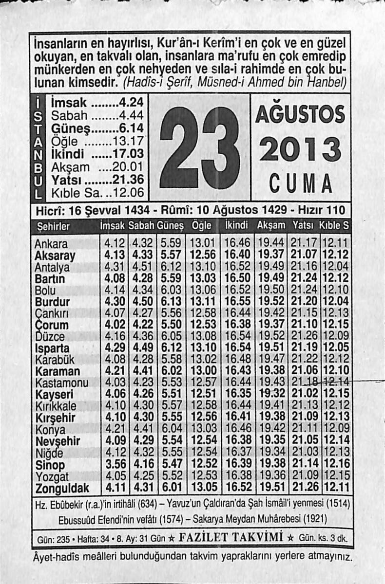 23 Ağustos 2013 Takvim Yaprağı - Doğum Günü Hediyesi EFMN13566 - 1