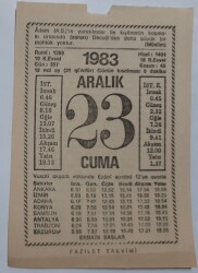 23 Aralık 1983 Takvim Yaprağı - Doğum Günü Hediyesi EFM(N)6877 - Gökçekoleksiyon