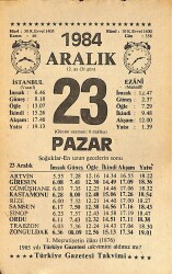 23 Aralık 1984 Takvim Yaprağı - Doğum Günü Hediyesi EFMN14501 - Gökçekoleksiyon