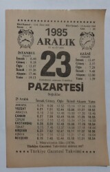 23 Aralık 1985 Takvim Yaprağı - Doğum Günü Hediyesi EFM(N)6868 - Gökçekoleksiyon