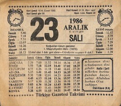 23 Aralık 1986 Takvim Yaprağı - Doğum Günü Hediyesi EFMN14850 - Gökçekoleksiyon